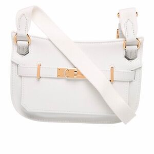 Hermes Jypsiere mini                    White Crossbody Bag with Gold Accents